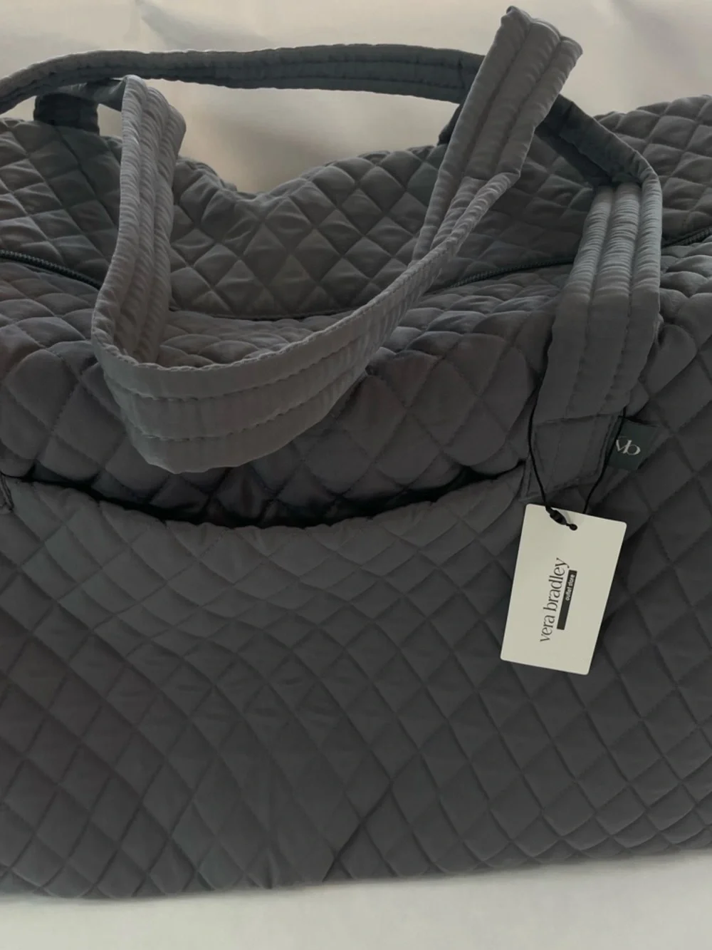 Vera Bradley Large Travel Duffel Bag Microfiber Quiet Shade Gray MSRP$159 NWT - Picture 2 of 10